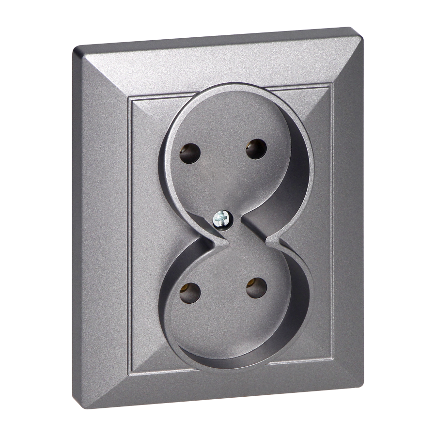 Gniazdo podwójne p/t 2x2P Pearl, 16A, 250V, PT-5 P, antracyt