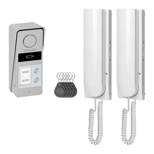 ATIN MULTI, two family audio doorphone set, 2-wire, RFID, white