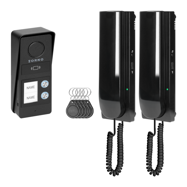 ATIN MULTI, two family audio doorphone set, 2-wire, RFID, black