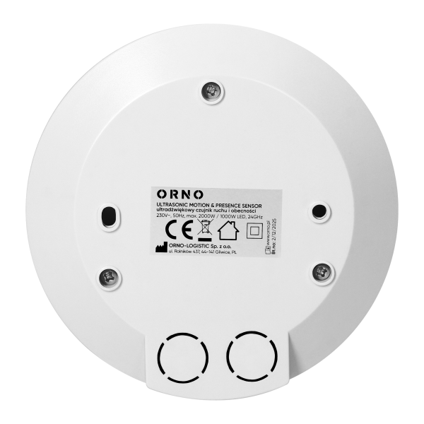 Ultrasoniczny czujnik ruchu i obecności, 360°, IP20, 2000W, ultra płaski - 2,5cm