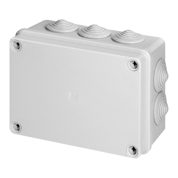 Hermetic junction box 150x110x70, 10 glands, grey, IP65
