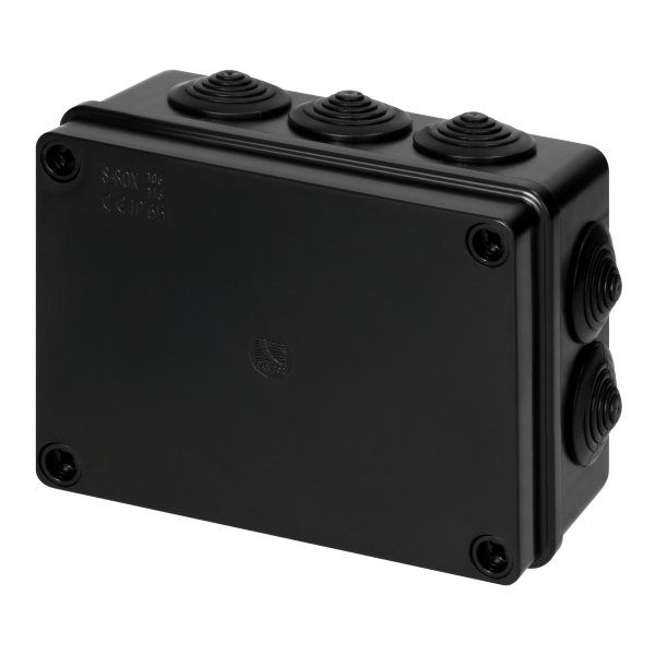 Hermetic junction box 150x110x70, 10 glands, UV resistant, black IP65
