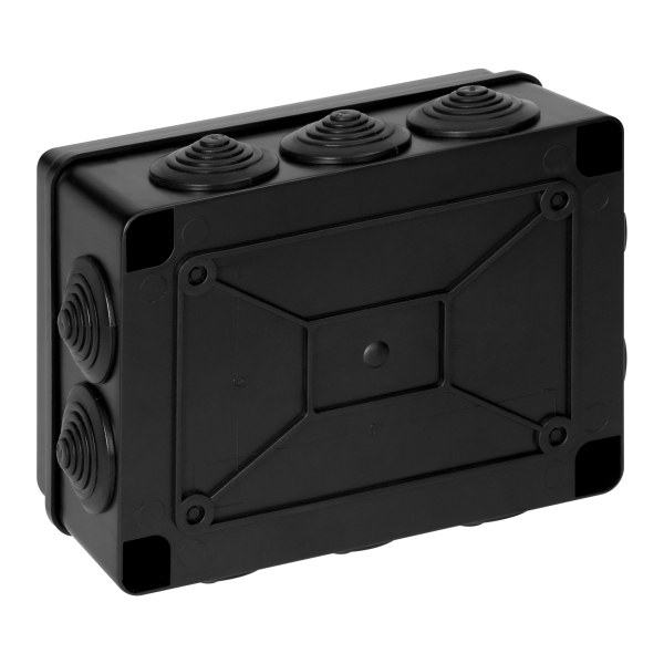 Hermetic junction box 150x110x70, 10 glands, UV resistant, black IP65