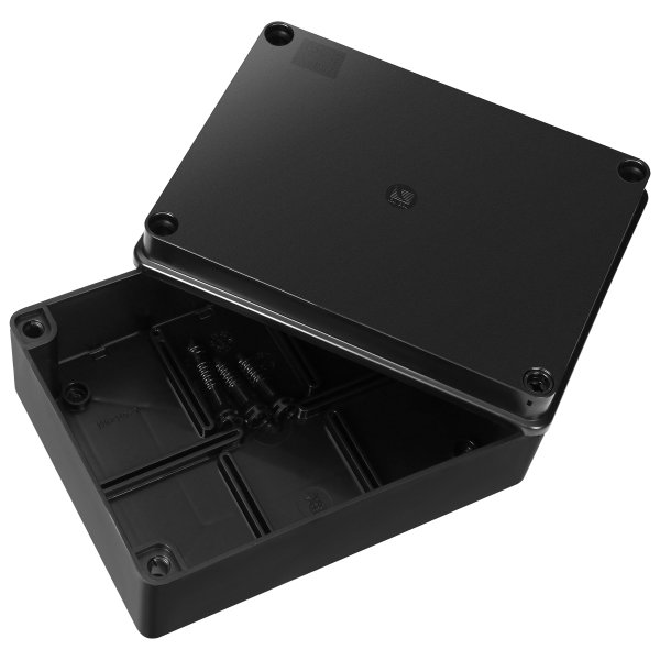 Hermetic junction box 190x140x70, without glands, black, halogen-free, UV resistant, IP65