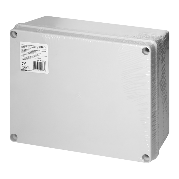 Hermetic junction box 240x190x90, without glands, grey, halogen-free, IP65