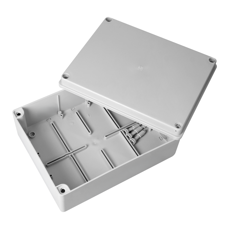 Hermetic junction box 240x190x90, without glands, grey, halogen-free, IP65