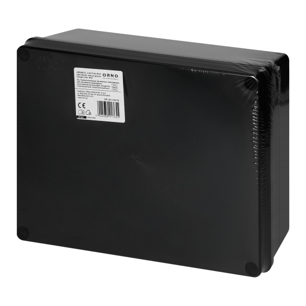 Hermetic junction box 240x190x90, without glands, black, halogen-free, UV-resistant, IP65