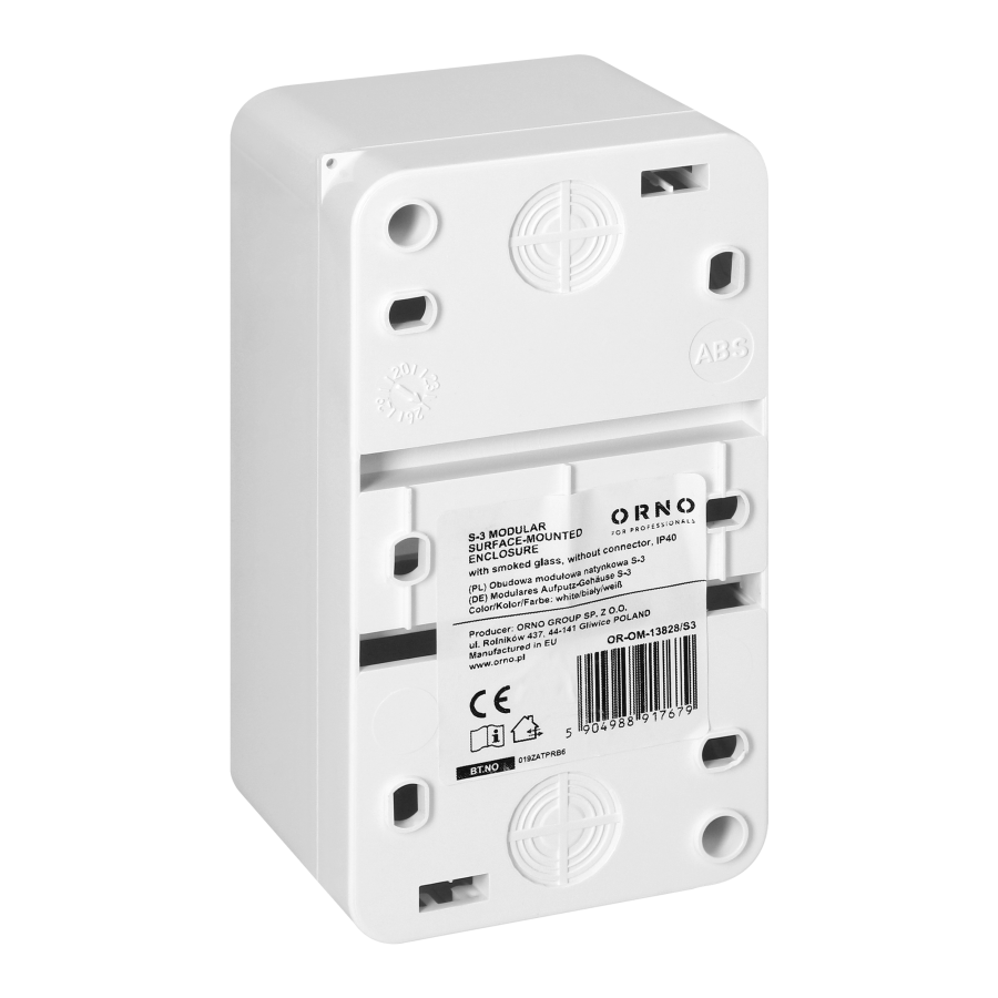 S-3 modular surface-mounted enclosure, with smoked glass, without connector, white, IP40