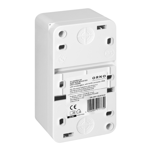 S-3 modular surface-mounted enclosure, with smoked glass, with N+PE connector, white, IP40