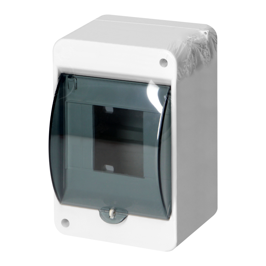 S-4 modular surface-mounted enclosure, with smoked glass, with N+PE connector, white, IP40