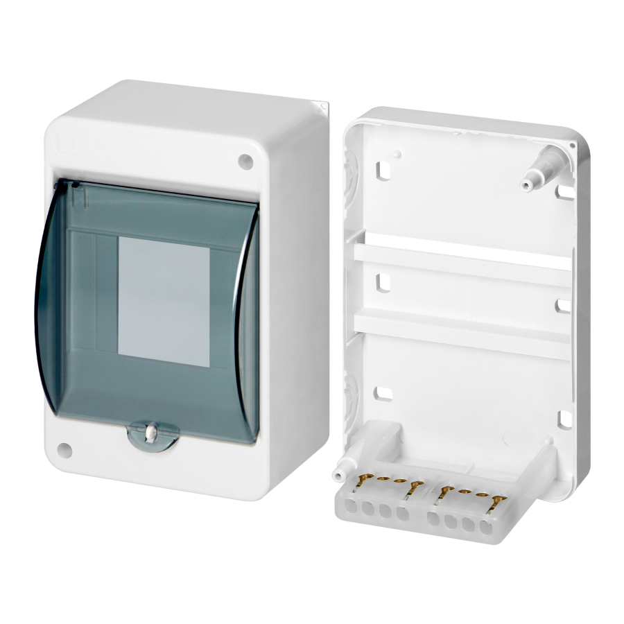 S-4 modular surface-mounted enclosure, with smoked glass, with N+PE connector, white, IP40