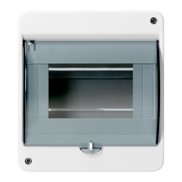 Obudowa modułowa natynkowa S-6, z szybką dymną, ze złączką N+PE, biała, IP40