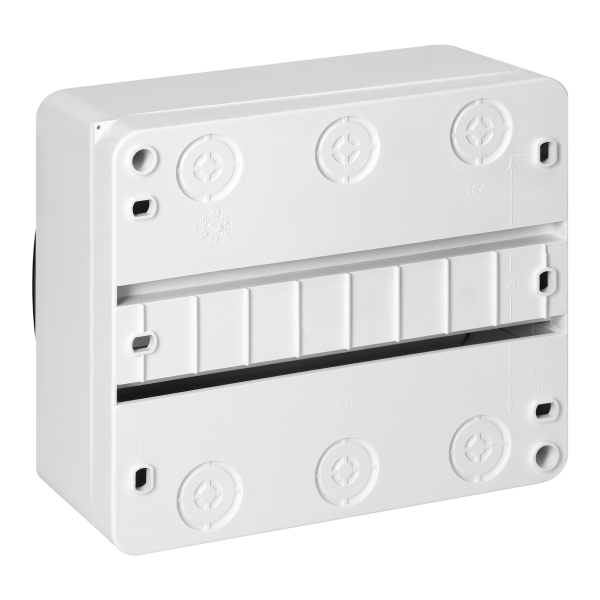 S-8 modular surface-mounted enclosure, with smoked glass, with N+PE connector, white, IP40