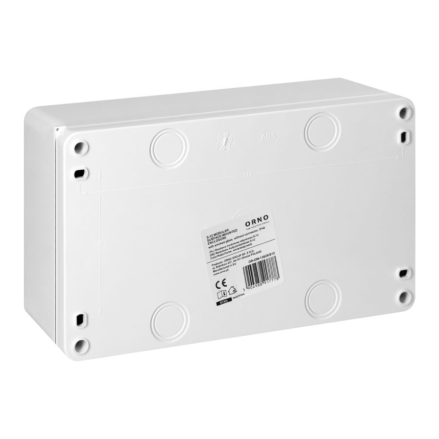 S-12 modular surface-mounted enclosure, with smoked glass, without connector, white, IP40