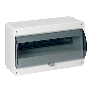 S-12 modular surface-mounted enclosure, with smoked glass, with N+PE connector, white, IP40