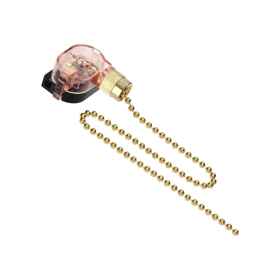 Pull chain lamp switch, gold, 3A/250VAC