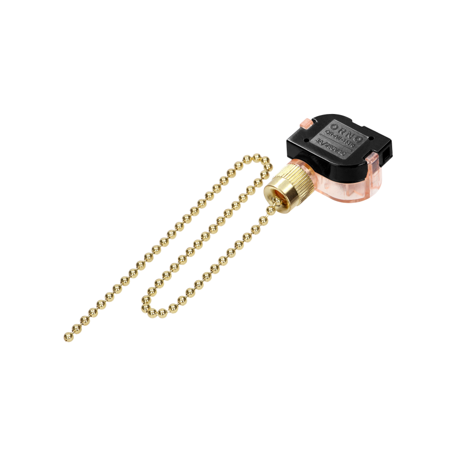 Pull chain lamp switch, gold, 3A/250VAC
