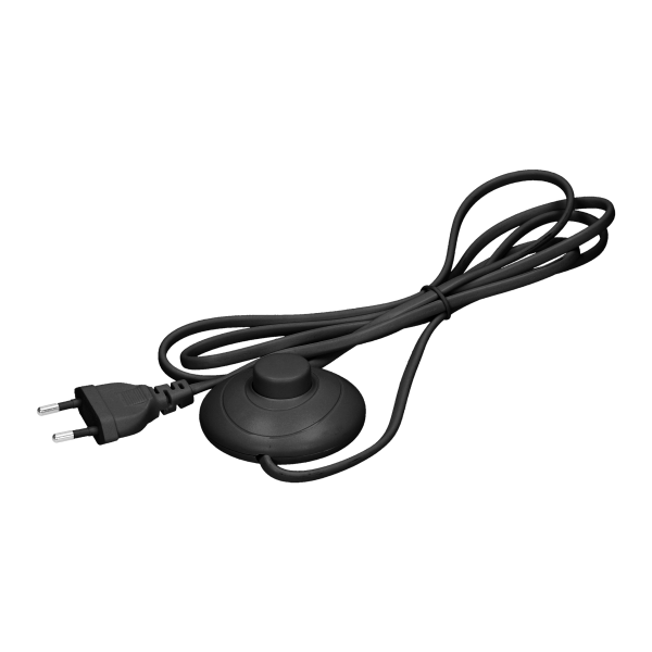Power cord with foot switch and Euro plug, 2 m, black