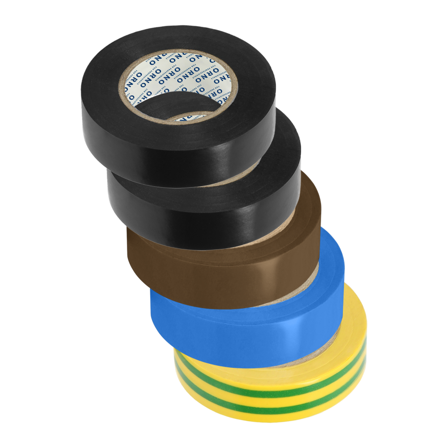 Zestaw 5 taśm, grubość 0.13mm, szerokość 15mm, długość 10m, 2x czarna, brązowa, niebieska, żółtozielona