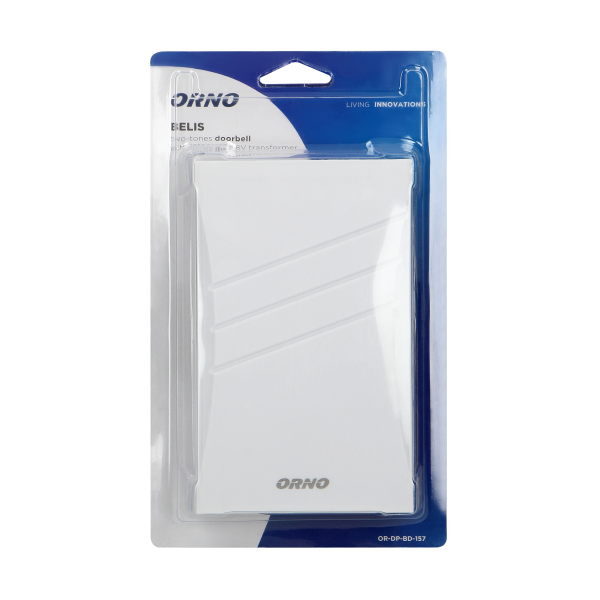 Dzwonek elektromechaniczny dwutonowy z wbudowanym transformatorem, BELIS 230V - 8V, biały