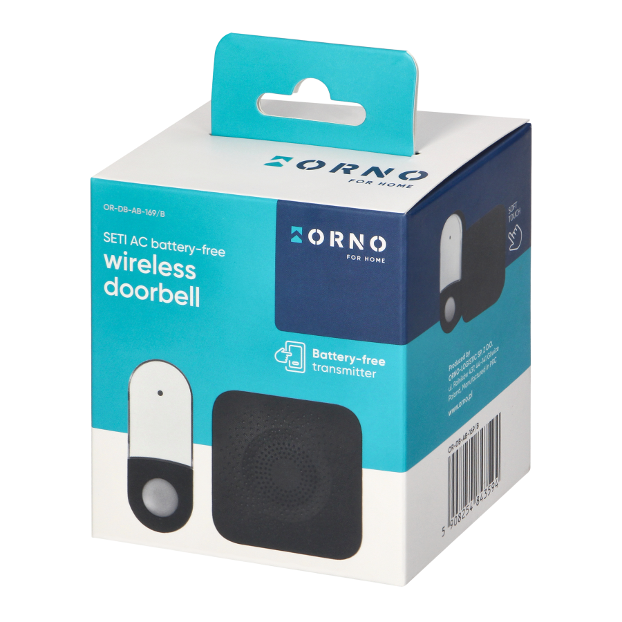 SETI AC, wireless doorbell, learning system, 32 sounds, 150m, black