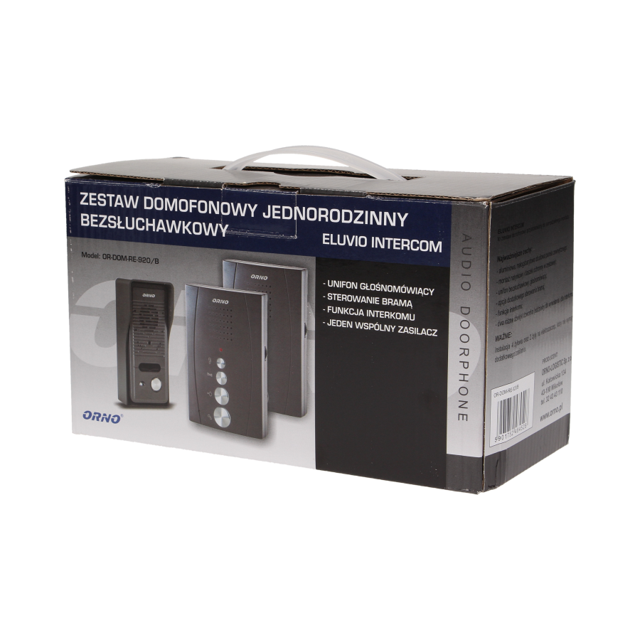 Zestaw domofonowy jednorodzinny z interkomem, bezsłuchawkowy, czarny ELUVIO INTERCOM