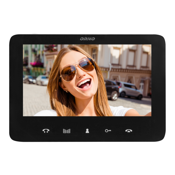 Video doorphone set, handset-free with multicolor 7" LCD screen, proximity tags reader and intercom function, flush-mounted, INDI P