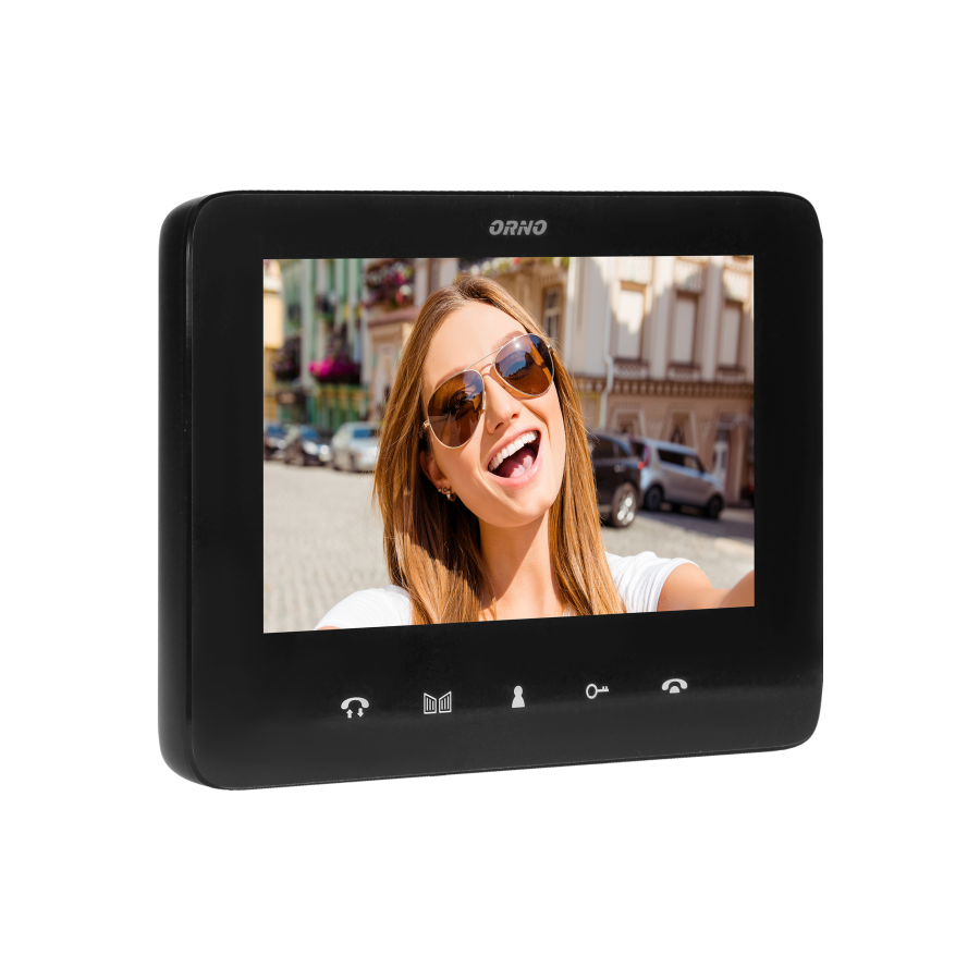 Video doorphone set, handset-free with multicolor 7" LCD screen, proximity tags reader and intercom function, flush-mounted, INDI P