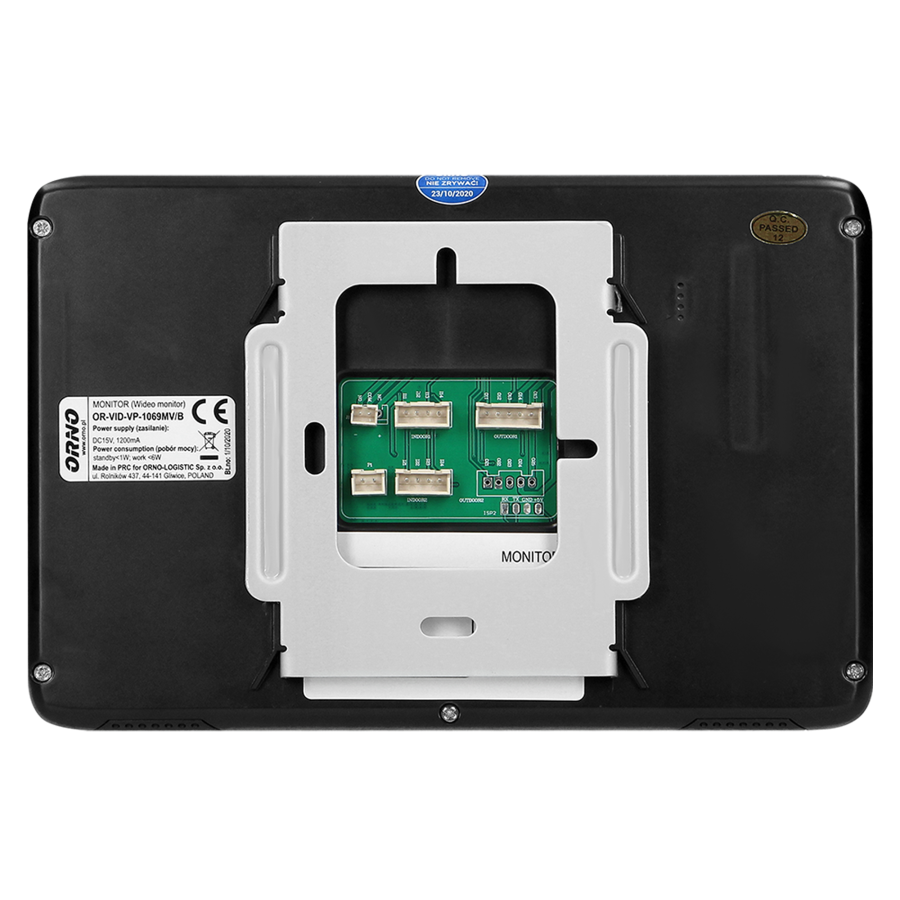 Video doorphone set, handset-free with multicolor 7" LCD screen, code lock and intercom function, surface-mounted, black, SCUTI