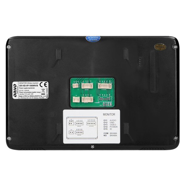 Video doorphone set, handset-free with multicolor 7" LCD screen, code lock and intercom function, surface-mounted, black, SCUTI