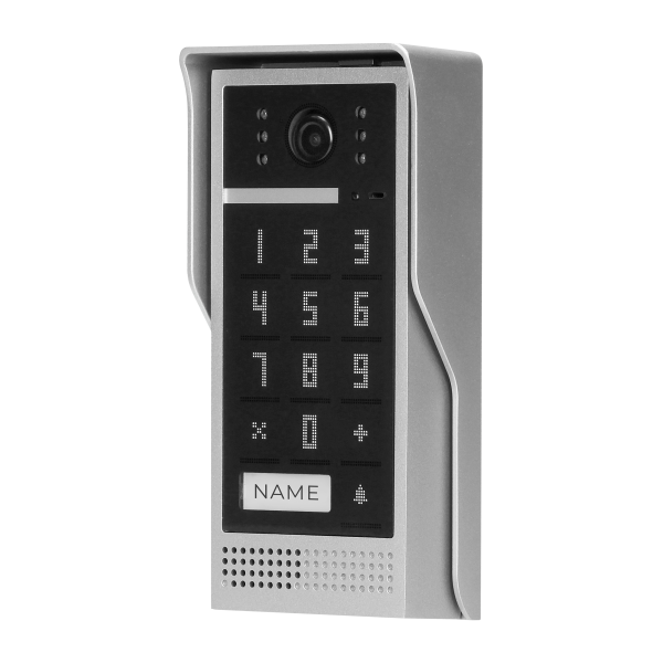 Video doorphone set, handset-free with multicolor 7" LCD screen, code lock and intercom function, surface-mounted, black, SCUTI