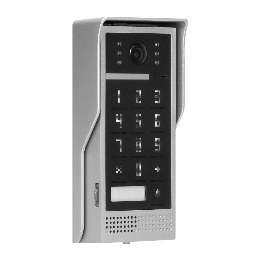 Video doorphone set, handset-free with multicolor 7" LCD screen, code lock and intercom function, surface-mounted, black, SCUTI
