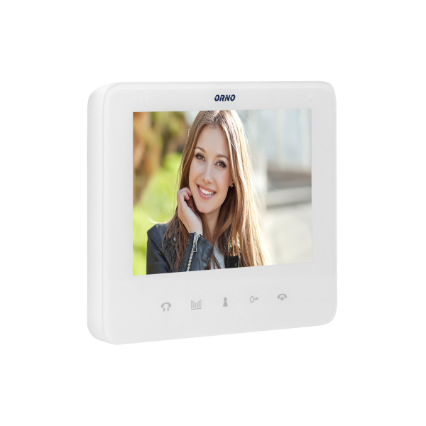 Video doorphone set, handset-free with multicolor 7" LCD screen, code lock and intercom function, surface-mounted, white, SCUTI