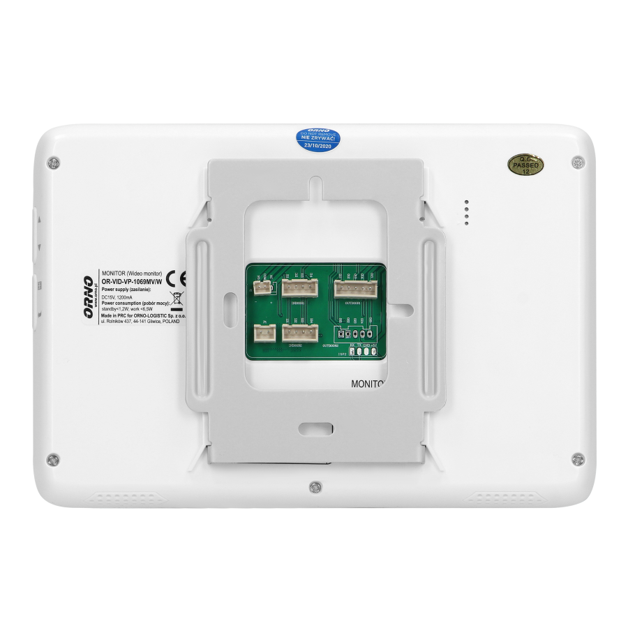 Video doorphone set, handset-free with multicolor 7" LCD screen, code lock and intercom function, surface-mounted, white, SCUTI