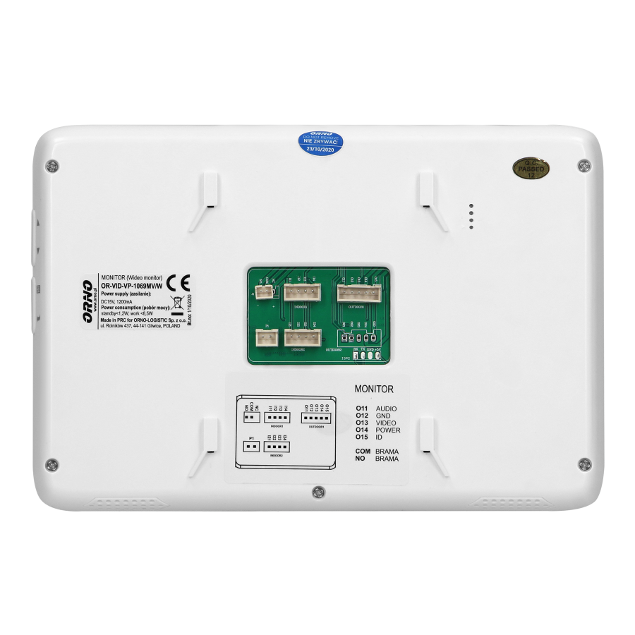 Video doorphone set, handset-free with multicolor 7" LCD screen, code lock and intercom function, surface-mounted, white, SCUTI