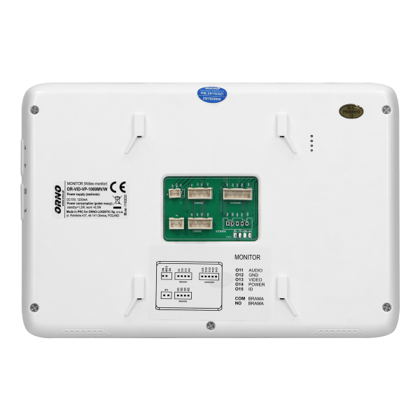 Video doorphone set, handset-free with multicolor 7" LCD screen, code lock and intercom function, surface-mounted, white, SCUTI