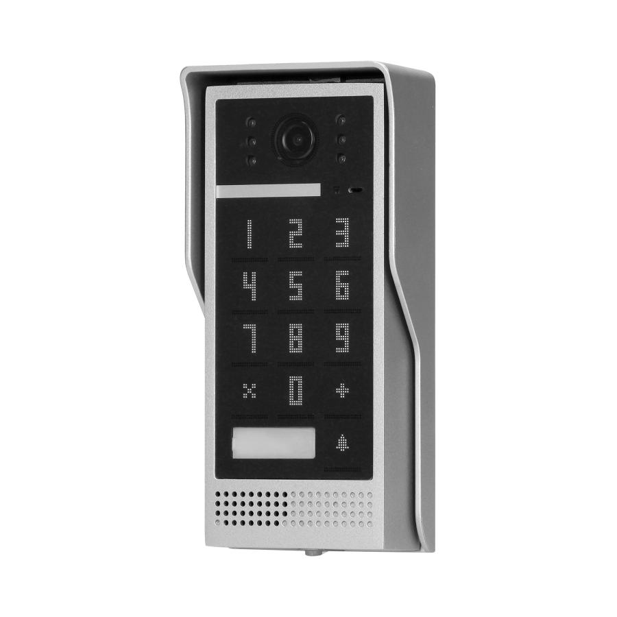 Video doorphone set, handset-free with multicolor 7" LCD screen, code lock and intercom function, surface-mounted, white, SCUTI