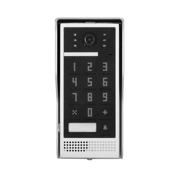 Video doorphone set, handset-free with multicolor 7" LCD screen, code lock and intercom function, surface-mounted, white, SCUTI