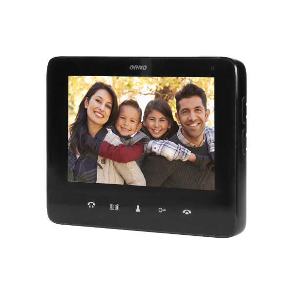 Two-family video doorphone set, handset-free with multicolor 7" LCD screen, proximity tags reader and intercom function, flush-mounted, INDI MULTI P