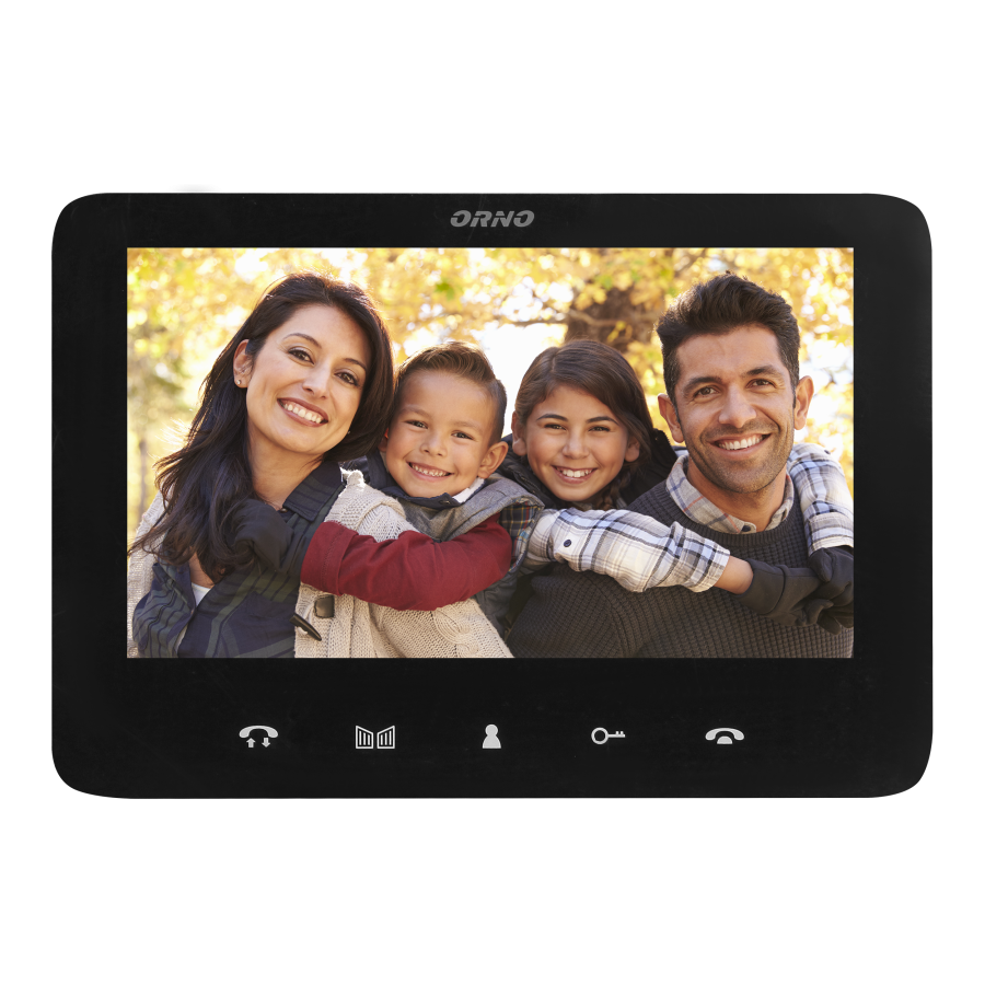 Two-family video doorphone set, handset-free with multicolor 7" LCD screen, proximity tags reader and intercom function, flush-mounted, INDI MULTI P