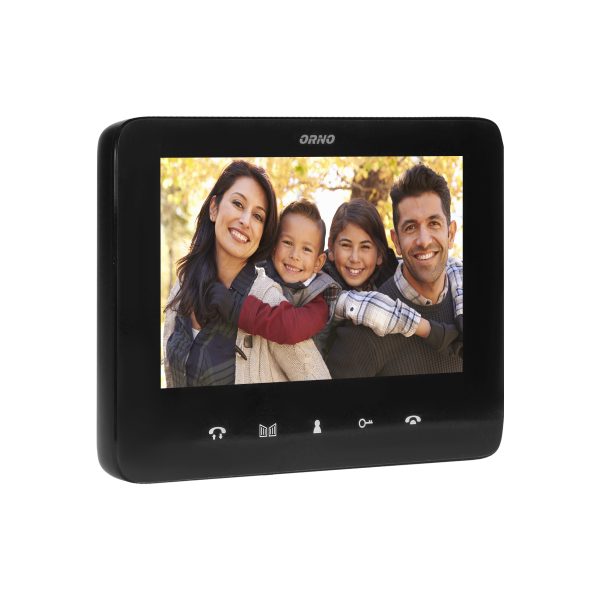 Two-family video doorphone set, handset-free with multicolor 7" LCD screen, proximity tags reader and intercom function, flush-mounted, INDI MULTI P