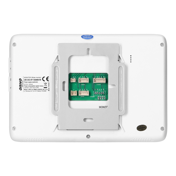 Handset-free video monitor with multicolor 7" LCD screen, for the extension of INDI and SCUTI series, with gate opening and intercom functions, white