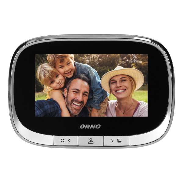 Electronic door viewer with integrated motion sensor and 4.3'' LCD screen, image and video recording on Micro SD card, menu in 4 languages, inbuilt battery