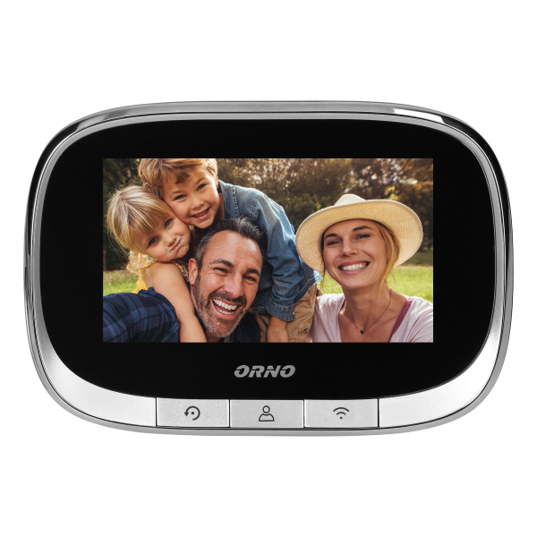 Electronic door viewer with integrated motion sensor and 4.3'' LCD screen, image and video recording on Micro SD card, menu in 4 languages, remote control via Tuya APP, inbuilt battery