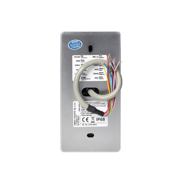 Code lock with touch keypad, proximity tag/card reader and call button, IP68, 2 relay outputs 3A