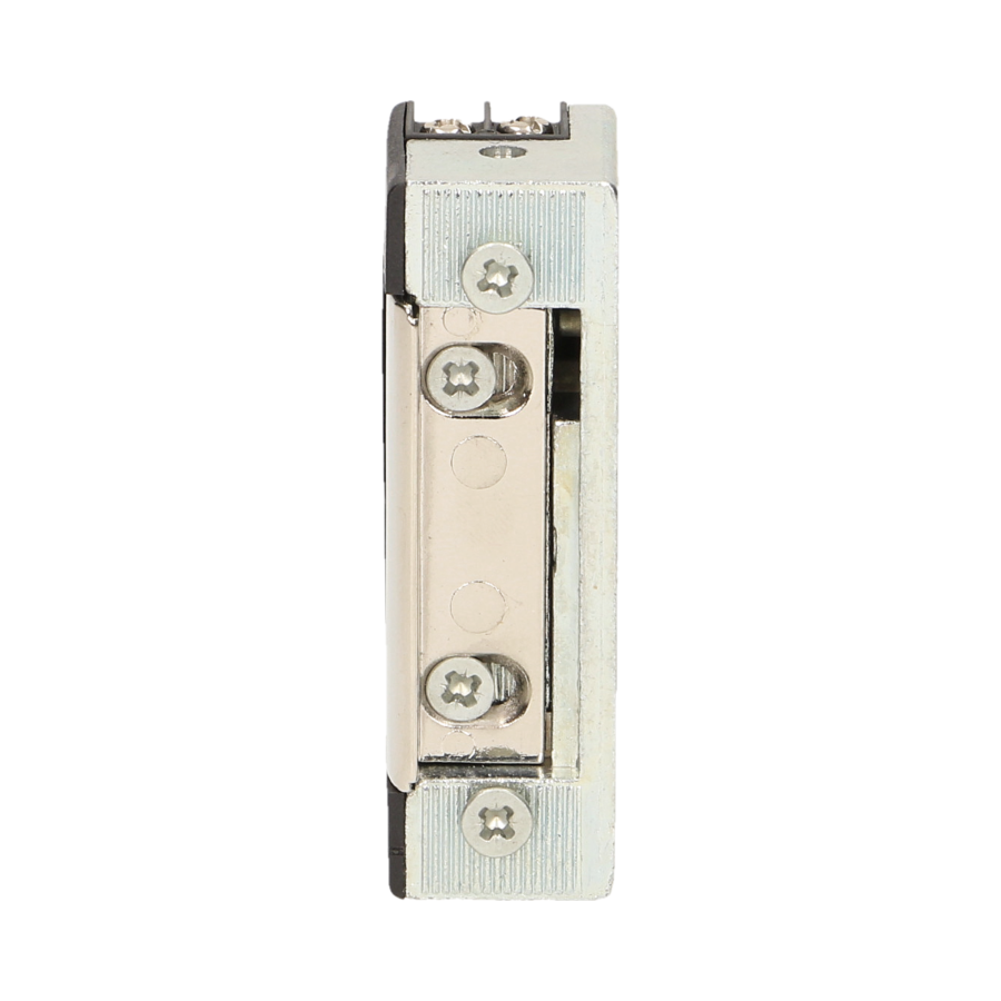 Symmetric electric strike without memory and lock, low current coil