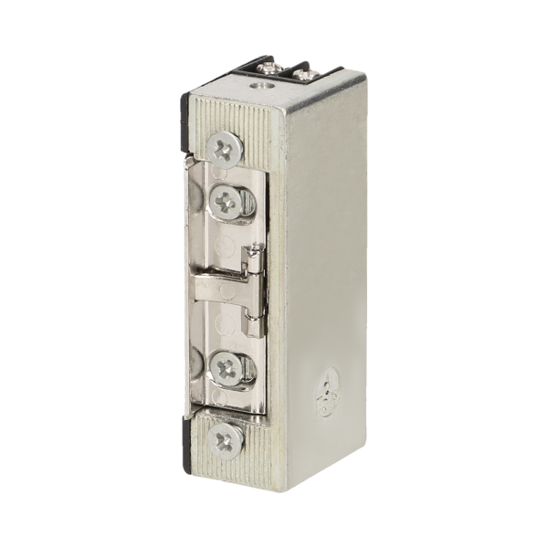 Symmetric electric strike with memory, low current coil