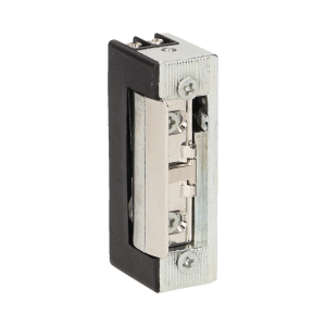 Symmetric electric strike with memory and lock, low current coil