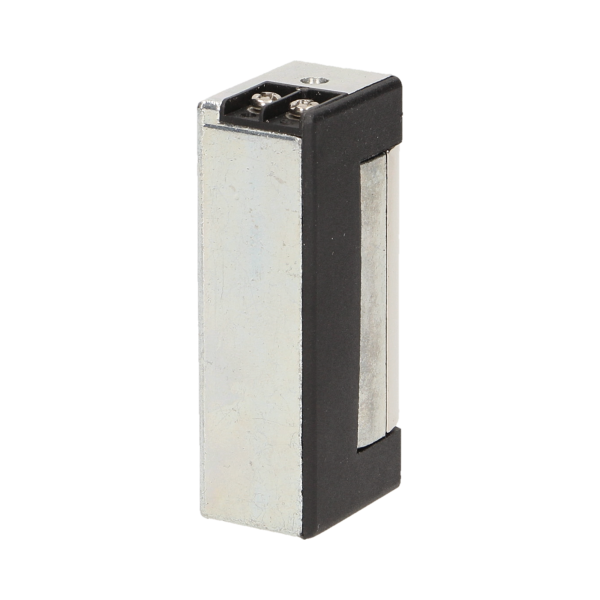 Symmetric electric strike with memory and lock, low current coil