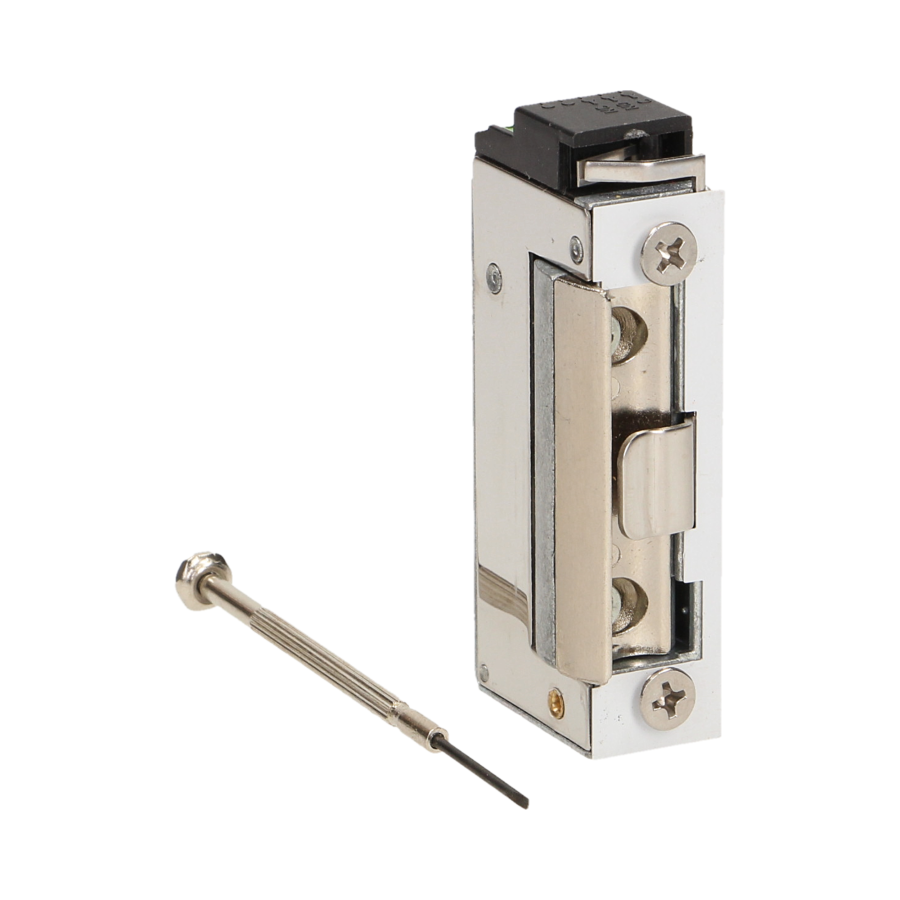 Symmetric electric strike with unclosed door signalling, MINI, low current coil